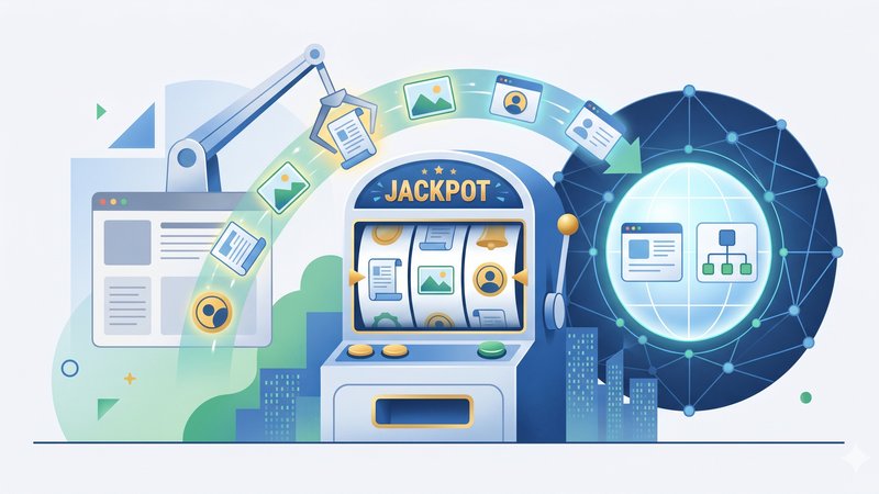 Иллюстрация процесса переноса контента на купленный дроп-домен в тематике игровых автоматов