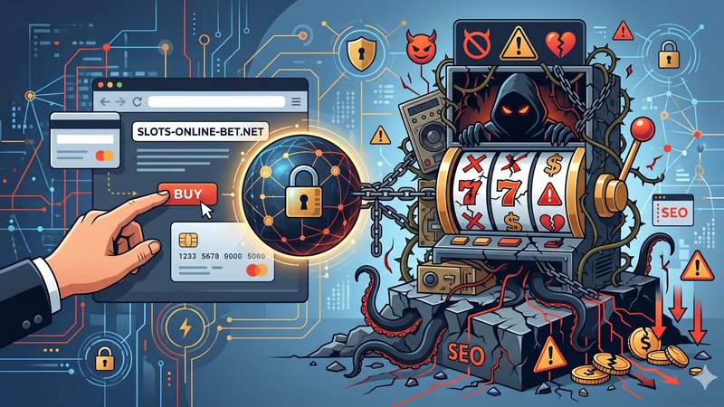 Иллюстрация рисков при покупке дроп-доменов для сайта игровых автоматов в современном стиле